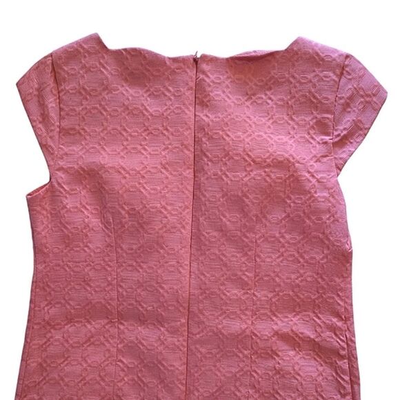 VTG Liz Claiborne Coral Pink Sleeveless Textured Mini Shift Dress Size 4 Petite - Picture 8 of 15